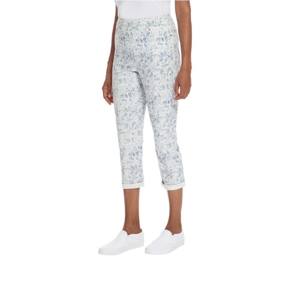 Mario Serrani Lt Blue Floral Comfort Stretch Cuff Pants Large